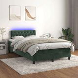  Box spring postelja z vzmetnico LED tem. zelena 120x200cm žamet | Shoptok.si