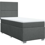 vidaXL Box spring postelja z vzmetnico temno siva 90x190 cm blago | Shoptok.si