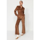 Trendyol Brown Velvet Woven Jumpsuit | Shoptok.si