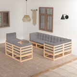 The Living Store Vrtna sedežna garnitura 8-delna z blazinami trdna borovina - Vrtna Sedežna Garnitura, (21425639) | Shoptok.si