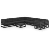The Living Store Vrtna sedežna garnitura11-delna z blazinami črna trdna borovina - Vrtna Sedežna Garnitura, (21479893) | Shoptok.si