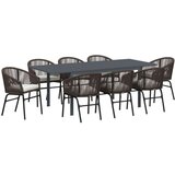  10-delni vrtnarski jedilni set z blazinami Rjav Poli Ratan, Raztegljiva vrtna miza Antracit (140-210)x90x73 cm Jeklo | Shoptok.si
