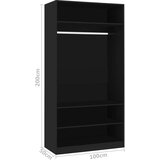  Ormar crni 100 x 50 x 200 cm od iverice | shoptok.hr