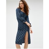 Koton Floral Dress Midi Square Neck Balloon Sleeve Slit | Eponuda.ba