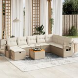 Maison Chic Seti vrtnega pohištva - Vrtna garnitura 9-delna z blazinami bež poli ratan, (21796026) | Shoptok.si