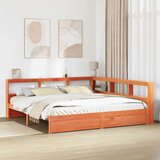 Krevet s policama s uzglavljem 2 pcs Vosak smeđa 200 x 200 cm | shoptok.hr