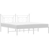 vidaXL Kovinski posteljni okvir z vzglavjem bel 183x213 cm | Shoptok.si