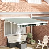 vidaXL Avtomatska retraktibilna tenda zelena in bela 350x250 cm, Tenda zamenjavna tkanina za okvir 3.5x2.5 m zelena in bela Cene