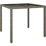The Living Store Vrtna miza 90x90x75 cm kaljeno steklo in poli ratan siva - Vrtna Miza, (21461077) | Shoptok.si