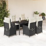 vidaXL 7-dijelni vrtni blagovaonski set s jastucima crni od poliratana | shoptok.hr