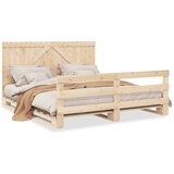 vidaXL Posteljni okvir z vzglavjem 200x200 cm trdna borovina Cene