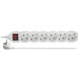 PODALJŠEK S STIKALOM 6 ŠUKO VTIČNIC 2M H05VV-F 3G1.0 PVC BELI