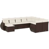 vidaXL 10-dijelni set vrtnih sofa od poliratana s jastucima smeđi | shoptok.hr