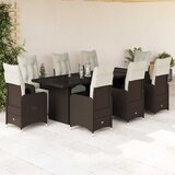  9-dijelni vrtni bistro set od poliratana s jastucima smeđi | Eponuda.com