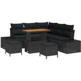  Vrtna sedežna garnitura z blazino 8 pcs Črna Poly ratan, (5000154100) | Shoptok.si