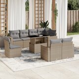 Maison Chic Seti vrtnega pohištva - Vrtna garnitura 9-delna z blazinami bež poli ratan, (21795826) | Shoptok.si