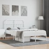 vidaXL Kovinski posteljni okvir z vzglavjem bel 120x190 cm Cene