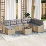  Set vrtnog kauča od 9 dijelova s jastučićima Bež Poli Ratan | shoptok.hr