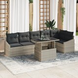 vidaXL 7-delni vrtnarski sedežni set s blazinami svetlo siva poli ratan | Shoptok.si