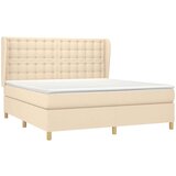  Box spring postelja z vzmetnico krem 180x200 cm blago | Shoptok.si