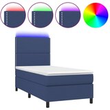 vidaXL Krevet box spring s madracem LED plavi 100x200 cm od tkanine | shoptok.hr
