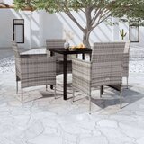  5-dijelni vrtni blagovaonski set s jastucima sivo-crni | shoptok.hr