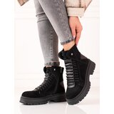 SHELOVET Black natural leather trappers | shoptok.hr