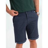 Ombre Men's classic chino shorts with rolled up leg - navy blue | shoptok.hr