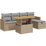 Maison Chic Seti vrtnega pohištva - Vrtna garnitura - Vrtni pohištvo set 6-delna z blazinami bež poli ratan, (21813555) | Shoptok.si