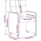 vidaXL jedilni stoli s kolesi 2 pcs roza 58 x 65 x 94 cm blago | Shoptok.si