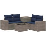  Set sofe 6 kom. Siva i tamnoplava Poli Rattan i čelik | shoptok.hr
