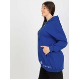 Fashion Hunters Plus size dark blue zip up hoodie with text Cene