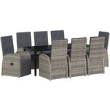  9-delni vrtni jedilni set z blazinami, siva poli ratan, (22087395) | Shoptok.si