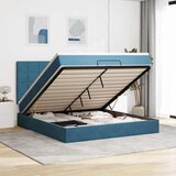 vidaXL Otomanski posteljni okvir z vzmetnicami moder 180x200cm žamet | Shoptok.si