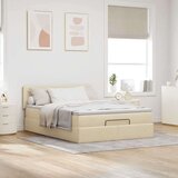 vidaXL Otomanska postelja z vzmetnico krem 140x200 cm blago | Shoptok.si