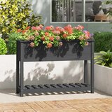 Maison Chic Visoka greda - Greda - Cvetlični Lonec s polico siva 111,5x34,5x81 cm trdna borovina, (21790009) | Shoptok.si