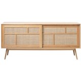 Unique Furniture Nizka komoda v hrastovem dekorju z drsnimi vrati v naravni barvi 180x80 cm Barrali – Cene