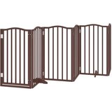 vidaXL Ograda za pse z vrati zložljiva 9 panelov rjava 450 cm les | Shoptok.si