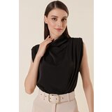 By Saygı Cushioned Crepe Crepe Satin Shirt Black | shoptok.hr