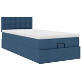 vidaXL Otomanski posteljni okvir z vzmetnico moder 90x190 cm blago, (21609542) Cene