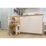 ToddlerInFamily 2v1 MONTESSORI STOLEK POMAGALEK-MOTIV VOZIEK (VE BARV)-Natur/Bela Cene