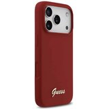 Guess MagSafe maska s kovinskim logotipom in napisom (GUHMP17XSMBSLM) za iPhone 17 Pro Max – magenta | Shoptok.si