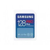 Samsung MB-SD128SB/WW sd card 128GB, pro plus, sdxc, uhs-i U3 V30 class 10, read up to 180MB/s, write up to 130 mb/s, for 4K and fullhd video recording, w/usb card reader Cene