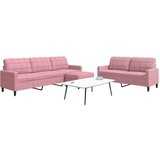 vidaXL 3-dijelni set sofa s jastucima ružičasti baršunasti | shoptok.hr
