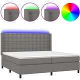  Box spring postelja z vzmetnico LED temno siva 200x200 cm blago, (20930316) | Shoptok.si