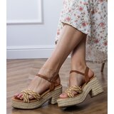 D/CEO Brown braided block heel sandals Marfi | ePonuda.com