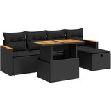 vidaXL Vrtna sedežna garnitura 6-delna z blazinami črna poli ratan | Shoptok.si