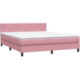 Krevet s oprugama i madracem LED ružičasti 180x210 cm baršunasti | Eponuda.ba