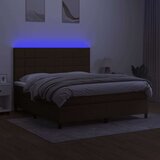  Box spring postelja z vzmetnico LED temno rjava 180x200cm blago, (20898844) | Shoptok.si