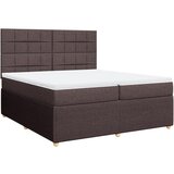 vidaXL Box spring postelja z vzmetnico temno rjav 200x200 cm blago, (21309665) | Shoptok.si